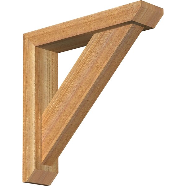 Ekena Millwork Traditional Slat Rough Sawn Bracket w/ Offset Brace, Western Red Cedar, 4"W x 18"D x 18"H BKT0402X18X18TRA06RWR - main